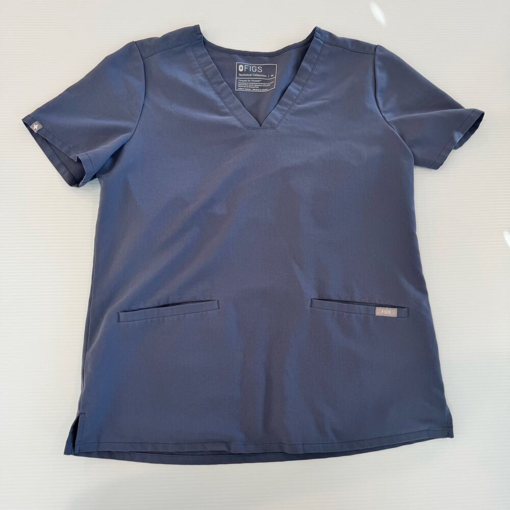 FIGS Casma Scrub Top Women's Medium Space Navy PO 2699 Rare Retired Blue Gray - Picture 9 of 9